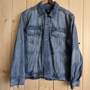 Harley Davidson Blue Denim Button Up Jacket Mens